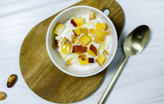 Peach and Cottage Cheese Bowl with Honey & Nuts [Low Histamine]